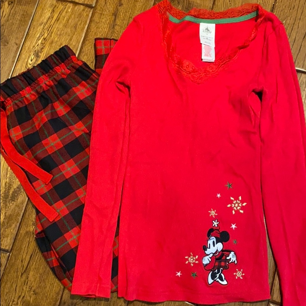 Red plaid Minnie Mouse PJ set. Size medium